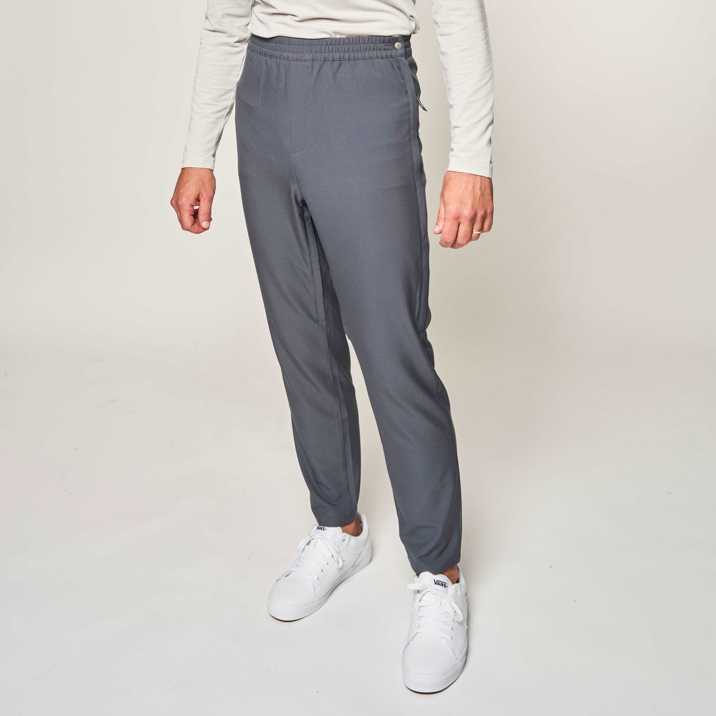 CareZips® Men's Adaptive Pants Joe & Bella in Grey | Front View of Premium Men's Adaptive Pants