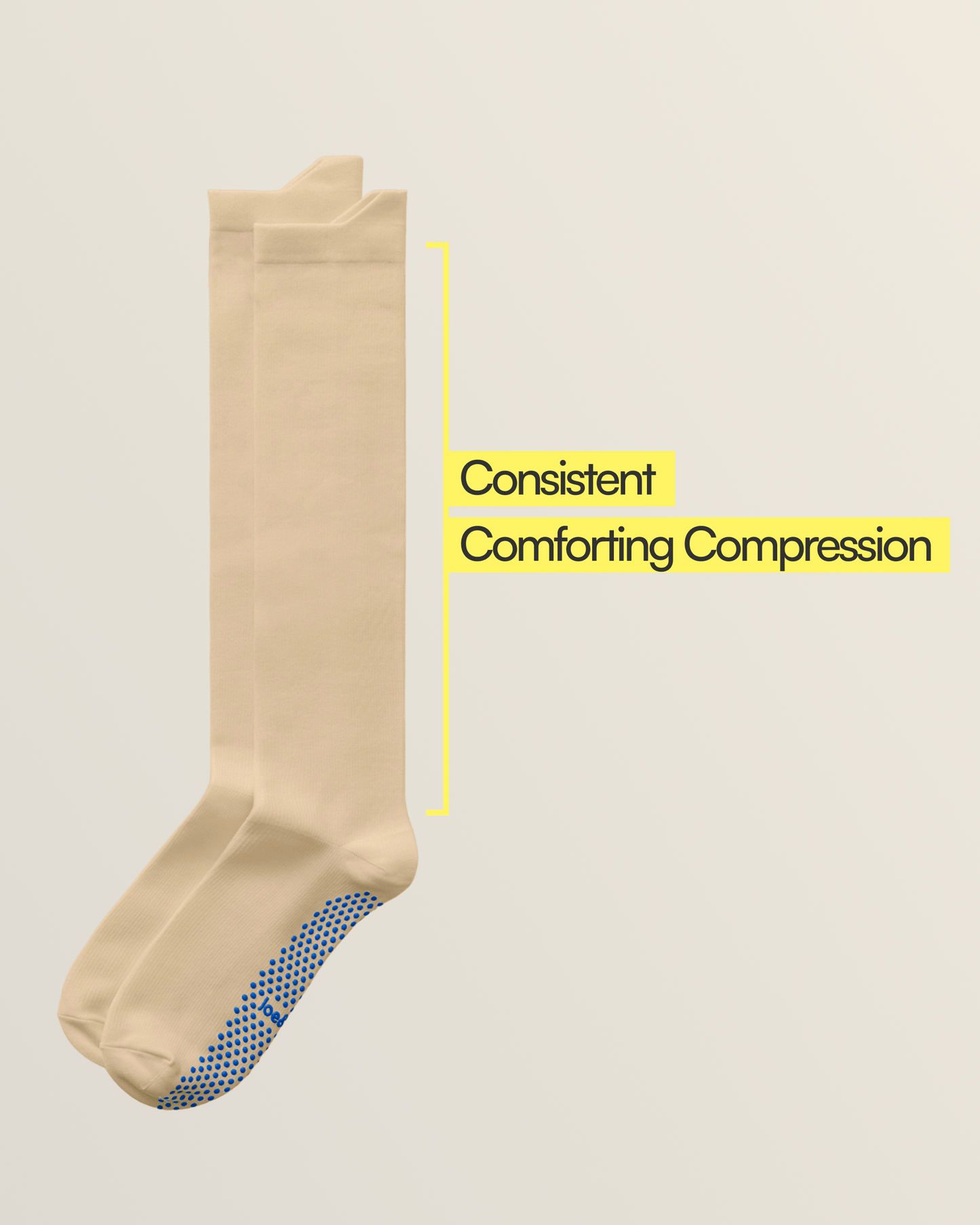 Joe & Bella Big-Grip No-Slip Compression Socks: 3-Pack#Beige