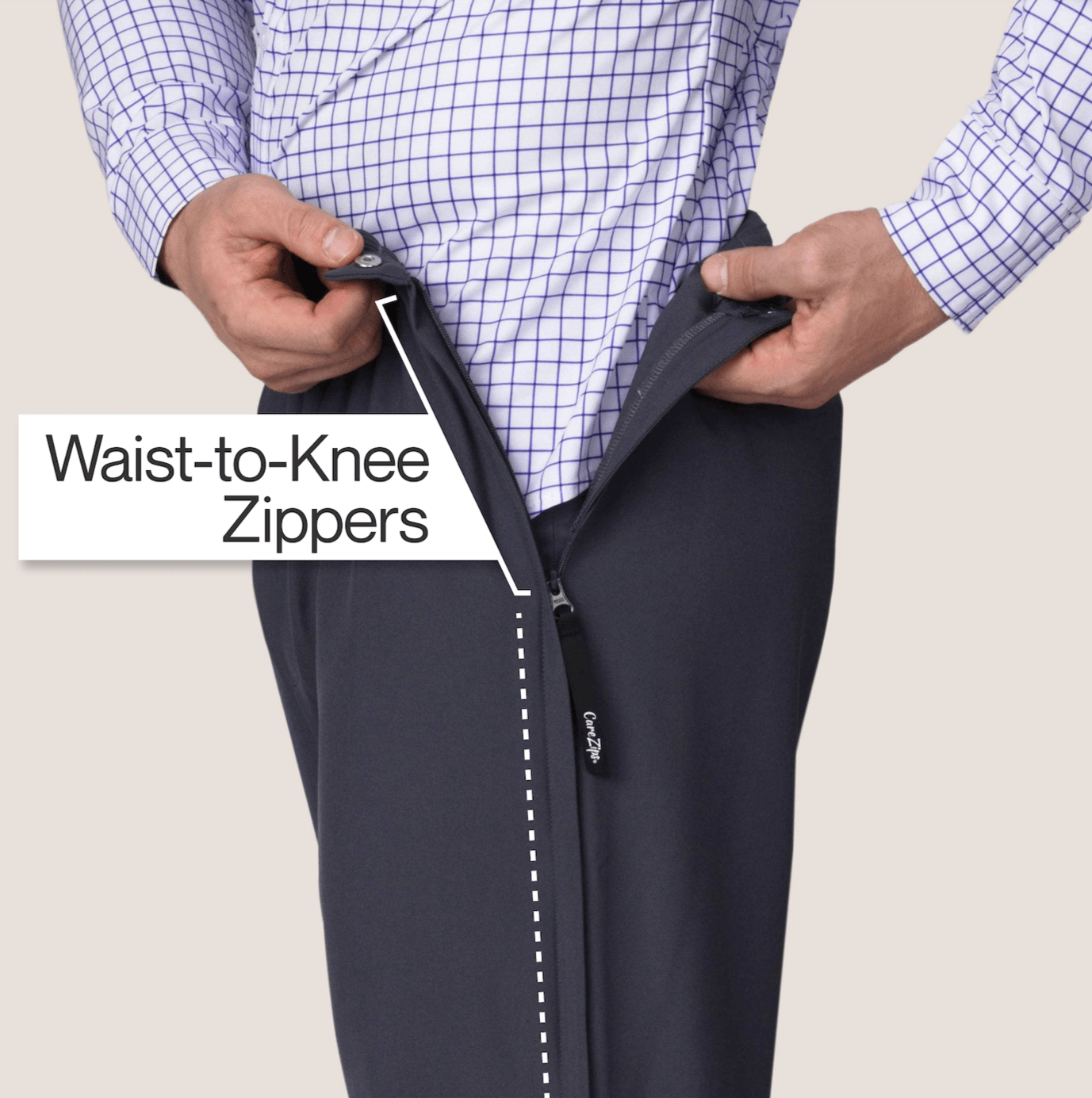 Joe & Bella CareZips® Men's Adaptive Pants#Slate Grey