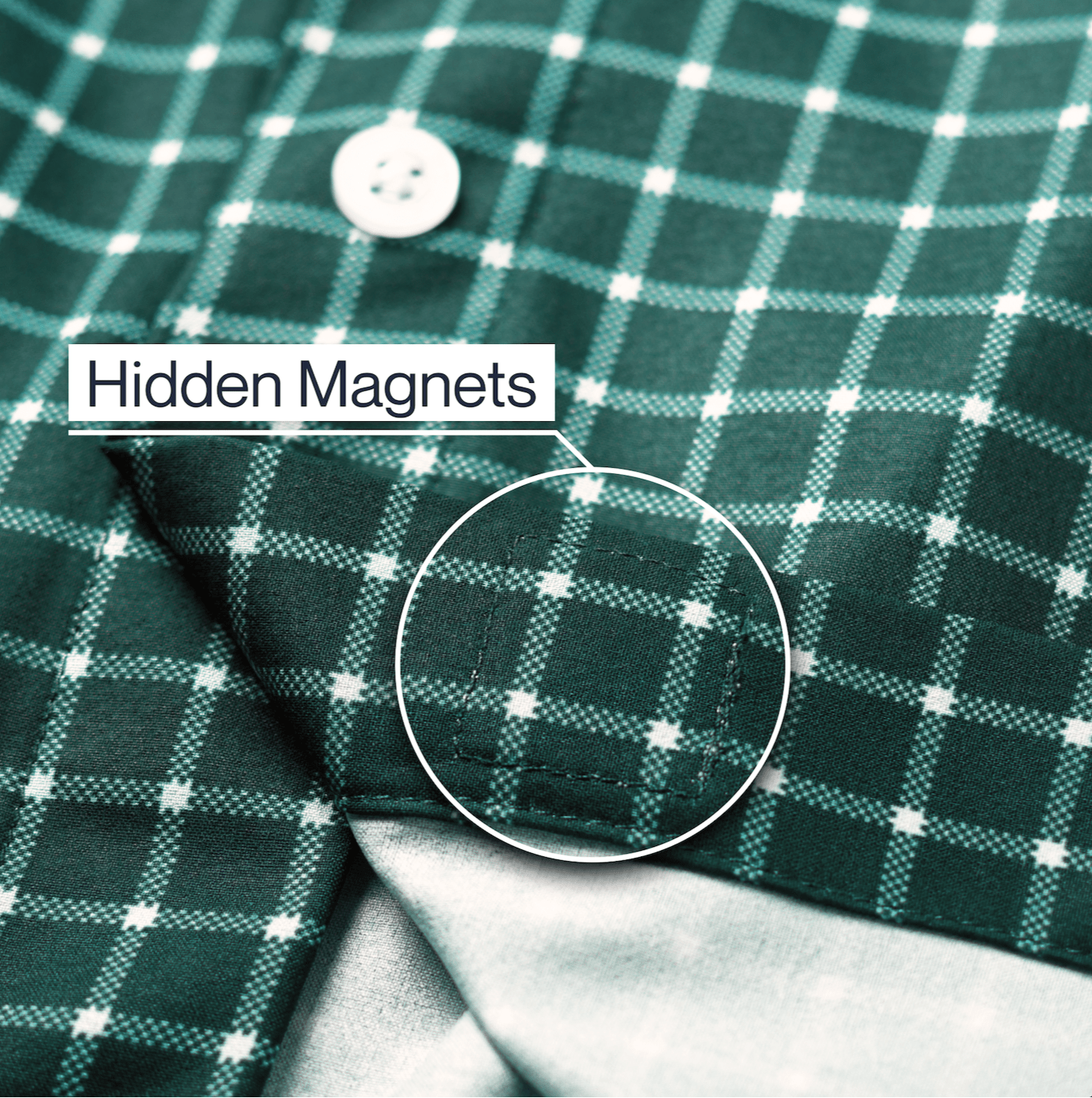 Joe & Bella Green Check / S Magnetic Button-Down for Men | Relaxed-Fit#Green Check
