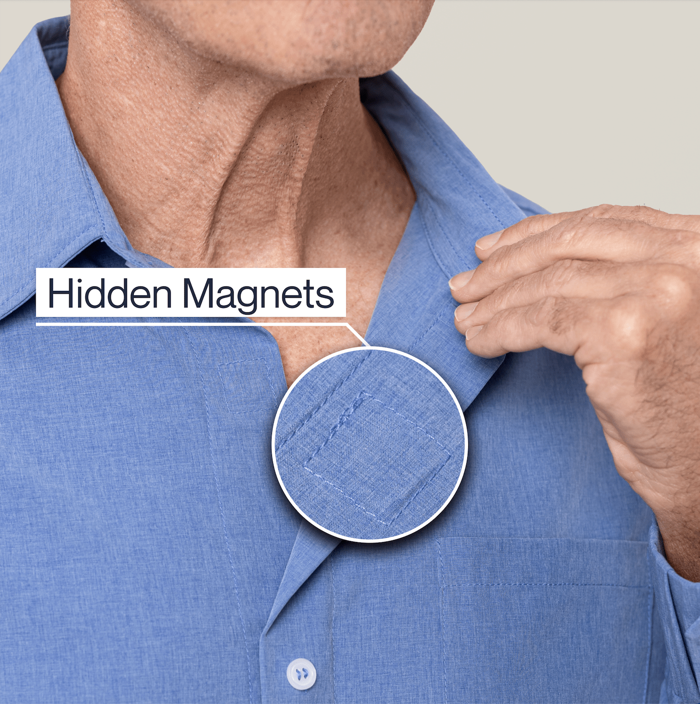 Joe & Bella Heathered Blue / S Everyday Magnetic Button-Down for Men | Tailored-Fit#Heathered Blue