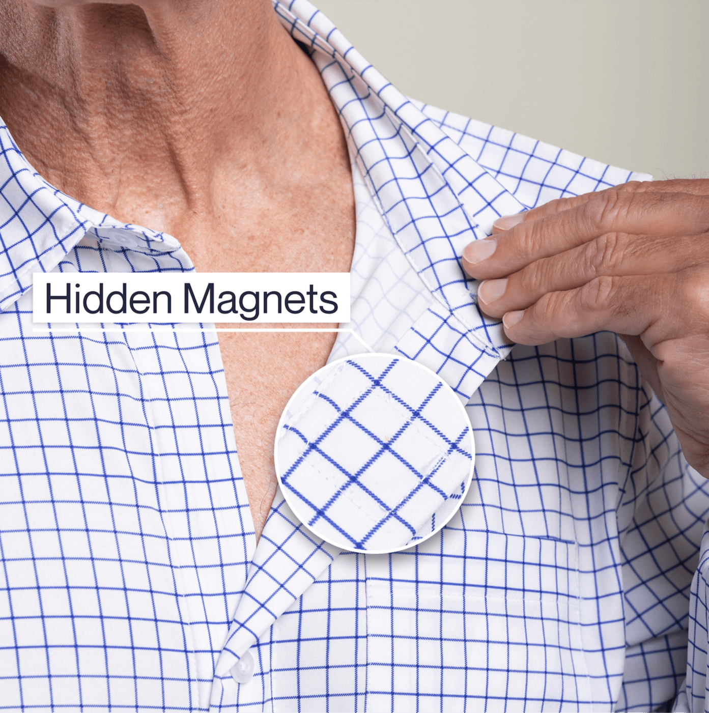 Joe & Bella White Check / S Everyday Magnetic Button-Down for Men | Tailored-Fit#White Check