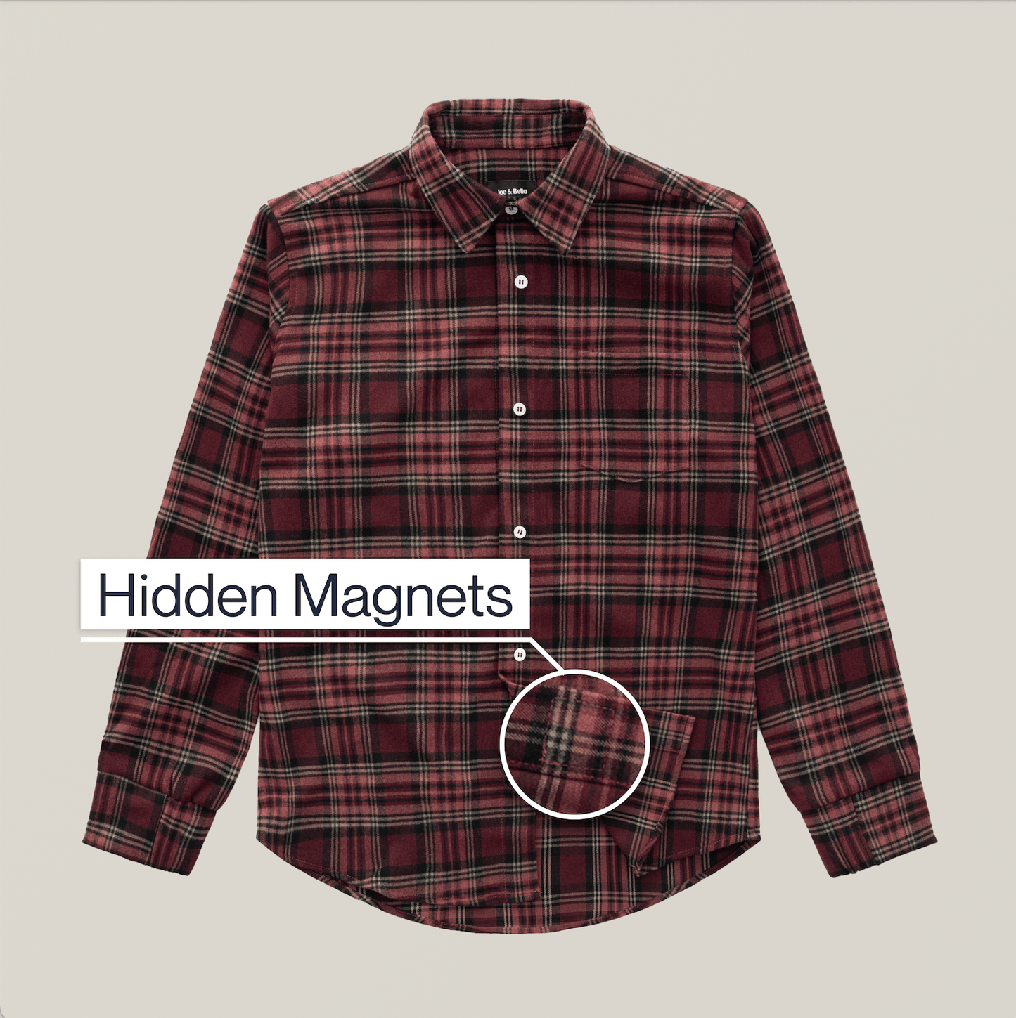 Joe & Bella S Everyday Magnetic Flannel for Men#Red Plaid