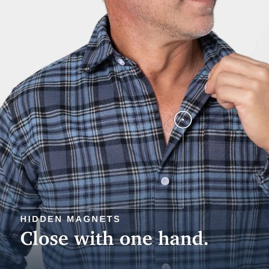 Joe & Bella Blue Plaid / S Everyday Magnetic Flannel for Men #Blue Plaid