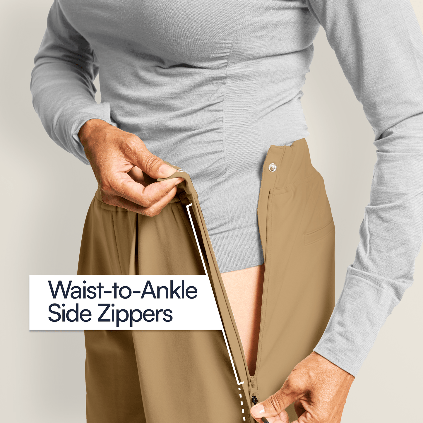 Joe & Bella Dark Khaki / S Everyday Side-Zip Pant for Women #Dark Khaki