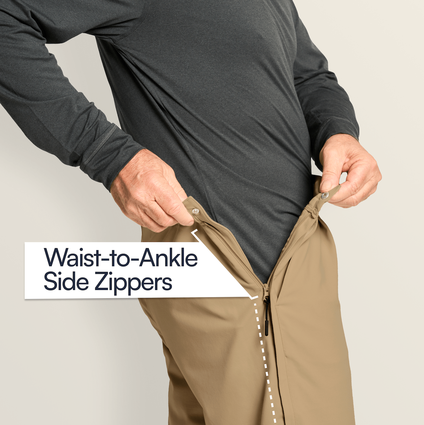 Joe & Bella Dark Khaki / S Everyday Side-Zip Pants for Men#Dark Khaki