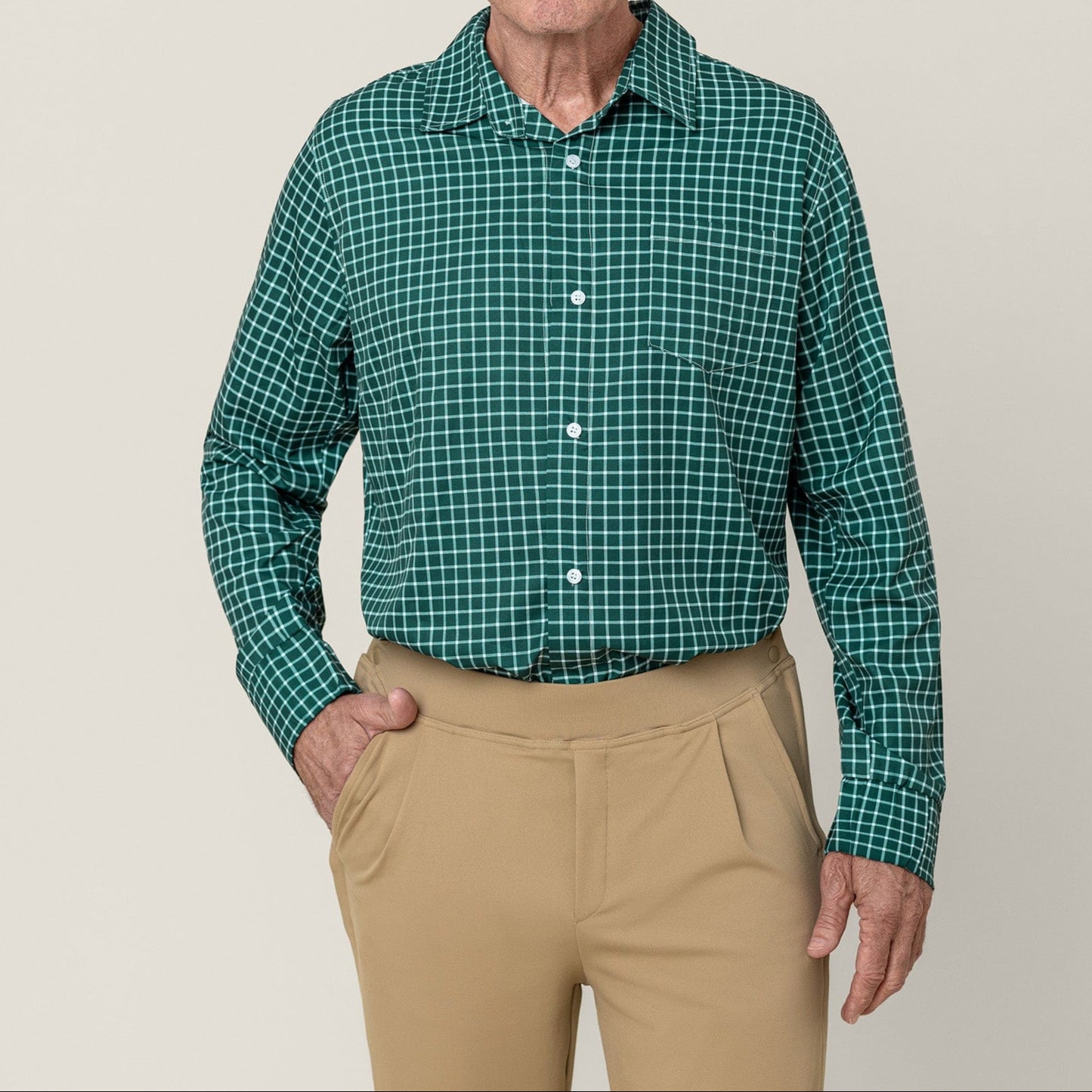 Joe & Bella Green Check / S Everyday Magnetic Button-Down for Men | Tailored-Fit#Green Check