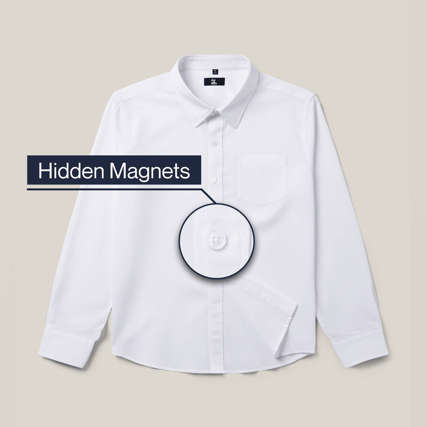 Joe & Bella White / S Magnetic Button-Down for Men | Relaxed-Fit#White