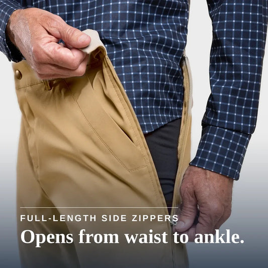 Joe & Bella Signature Side-Zip Chinos for Men #Khaki