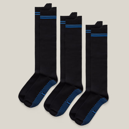 Joe & Bella Black / REG Big-Grip No-Slip Compression Socks: 3-Pack #Black