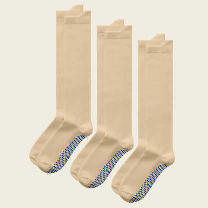Joe & Bella Beige / REG Big-Grip No-Slip Compression Socks: 3-Pack #Beige