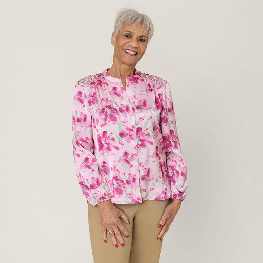 Joe & Bella Everyday Magnetic Button Blouse for Women #Pink Floral