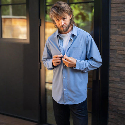 Joe & Bella Heathered Blue / S Everyday Magnetic Button-Down for Men | Tailored-Fit #Heathered Blue