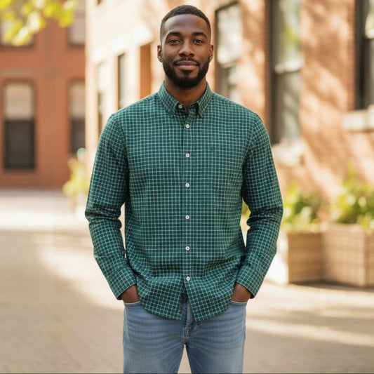 Joe & Bella Green Check / S Everyday Magnetic Button-Down for Men | Tailored-Fit  #Green Check