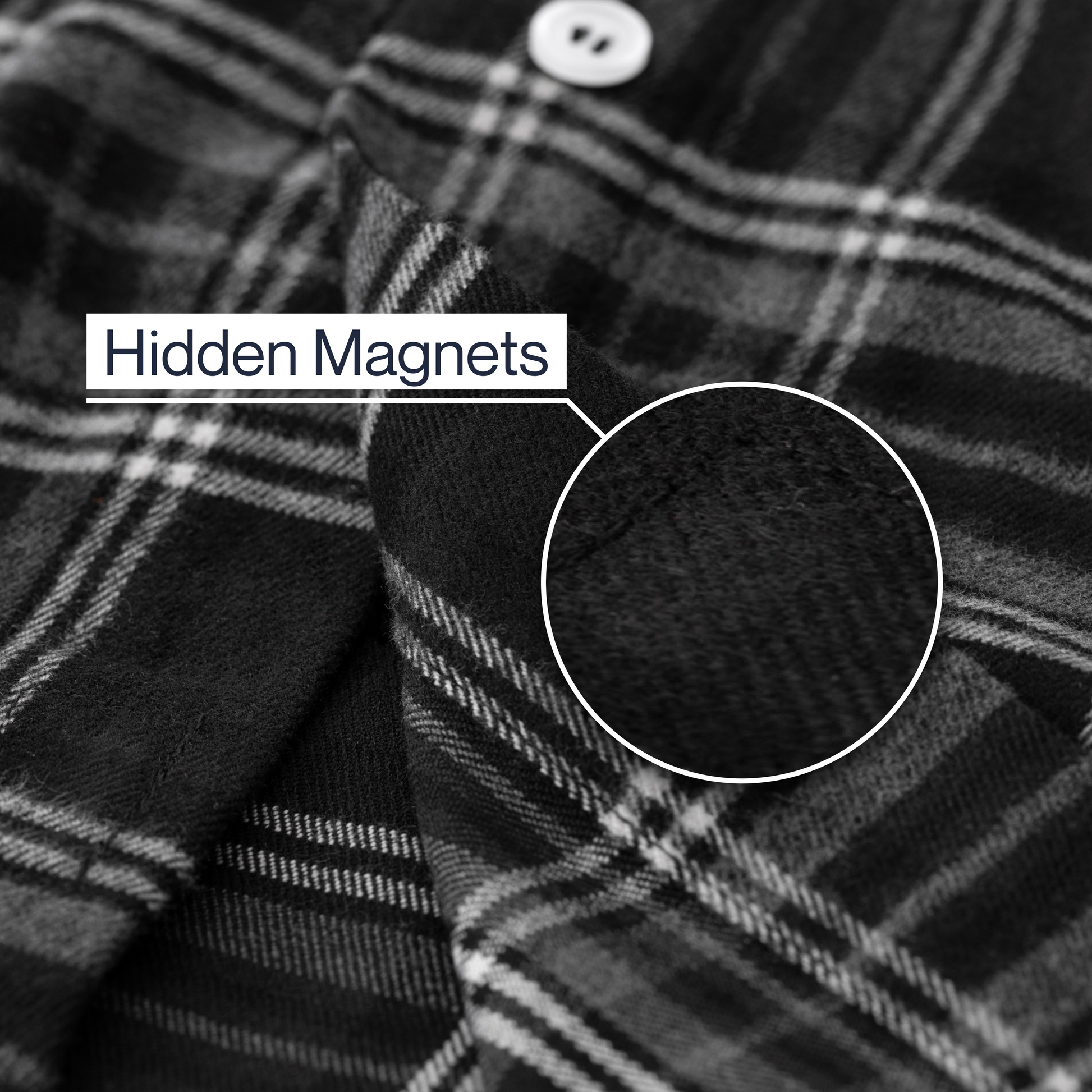["Joe & Bella Everyday Magnetic Flannel for Men ", "Black Plaid"]