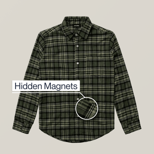 Joe & Bella Everyday Magnetic Flannel for Men #Green Plaid