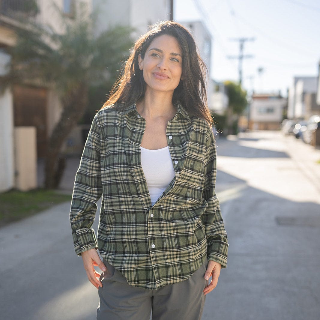 Joe & Bella  / S Everyday Magnetic Flannel for Women #Green Plaid