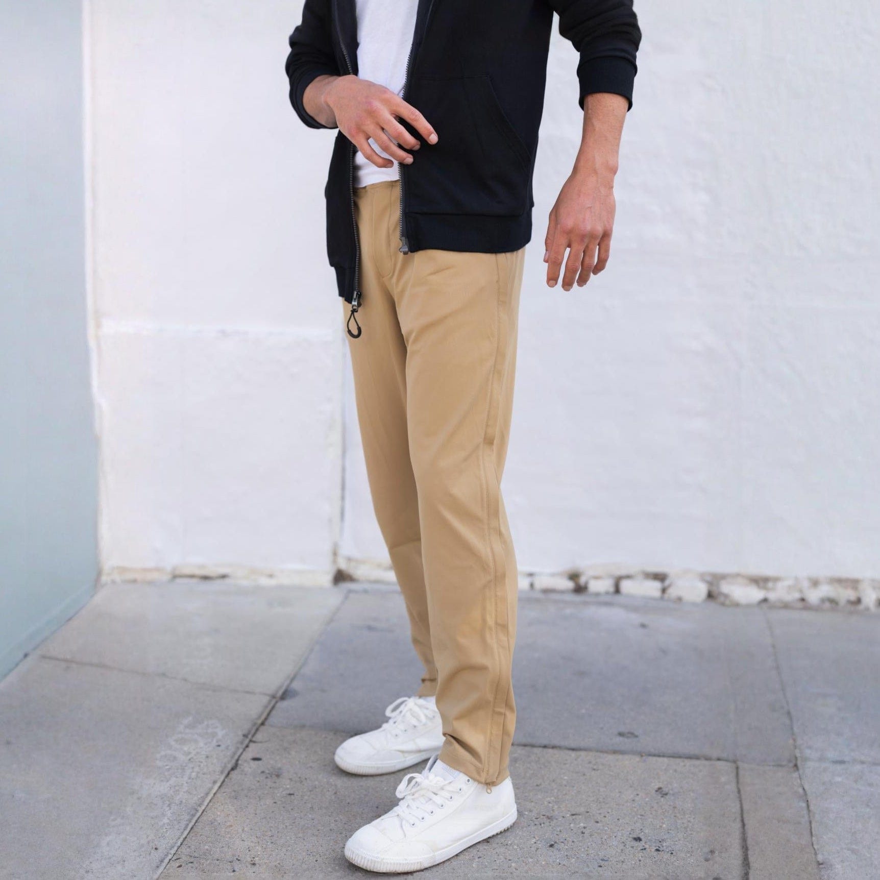 ["Joe & Bella Everyday Side-Zip Pants for Men ", "Dark Khaki"]