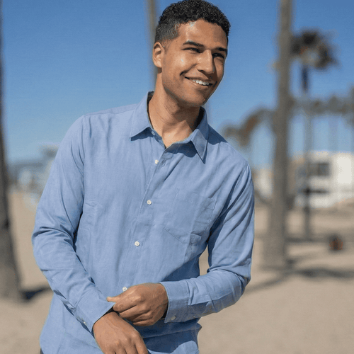 Joe & Bella Heathered Blue / S Magnetic Button-Down for Men | Relaxed-Fit #Heathered Blue