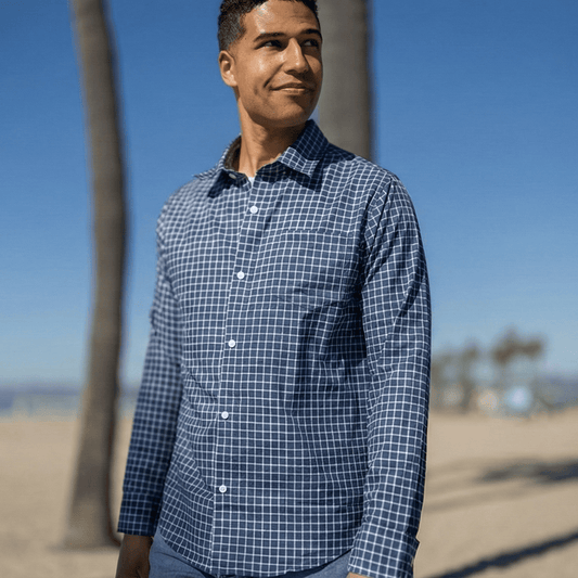 Joe & Bella Navy Check / S Magnetic Button-Down for Men | Relaxed-Fit#Navy Check
