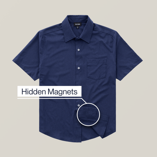 Joe & Bella Short-Sleeve Everyday Magnetic-Button Shirt for Men #Dark Navy