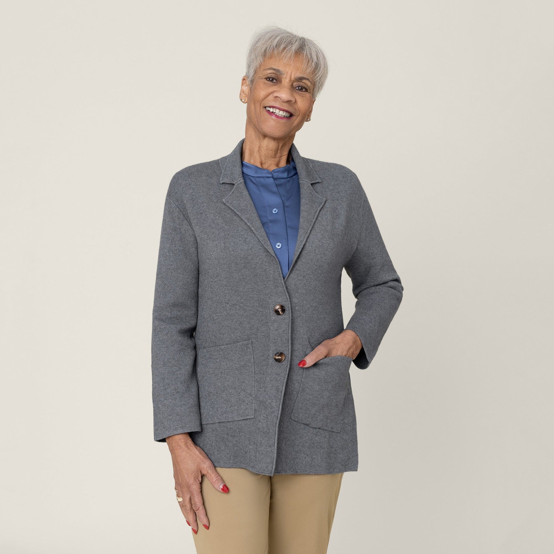 ["Joe & Bella Heathered Grey / XS Signature Magnetic Cardigan for Women ", "Heathered Grey"]