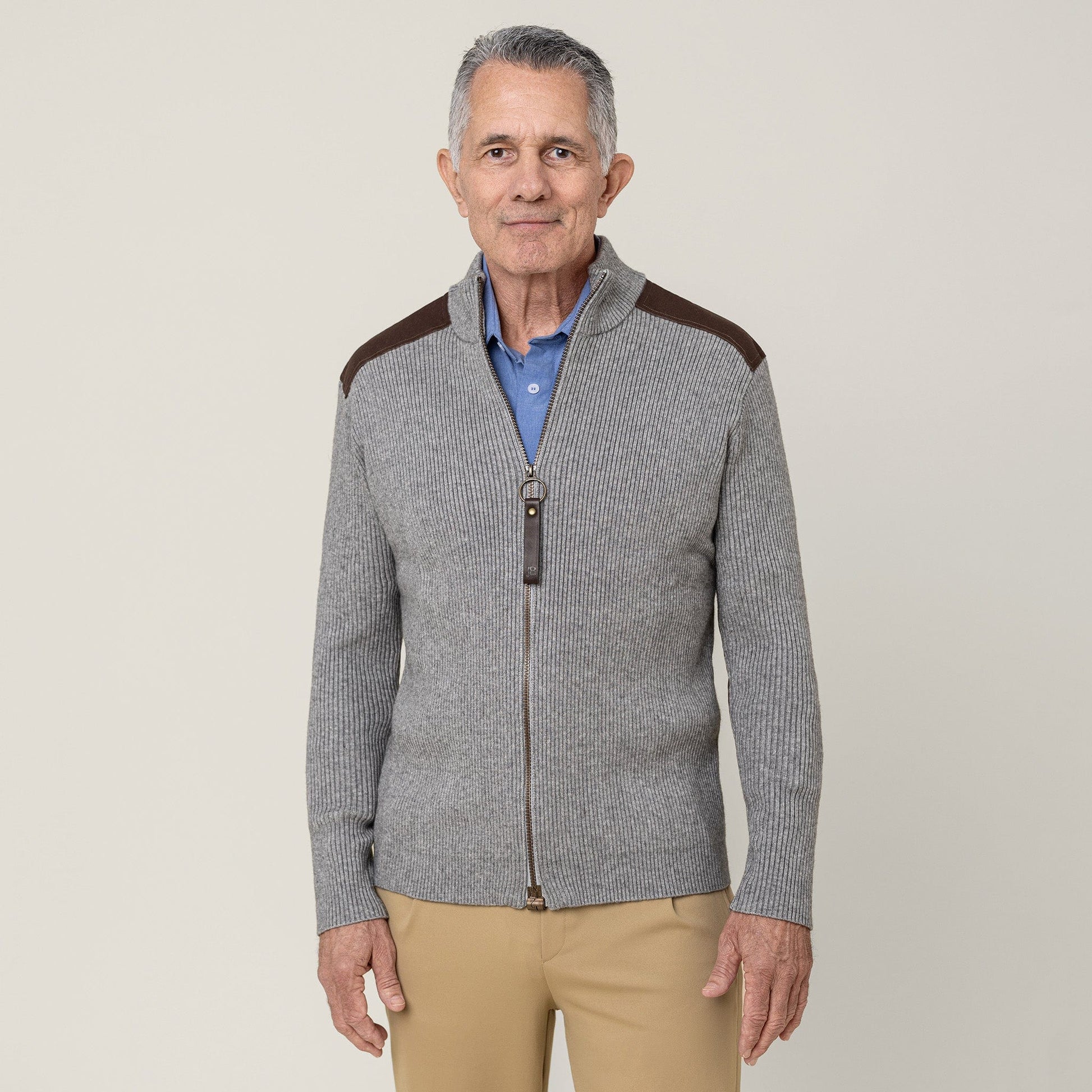["Joe & Bella Heathered Grey / S Signature Magnetic Zip-Up for Men ", "Heathered Grey"]