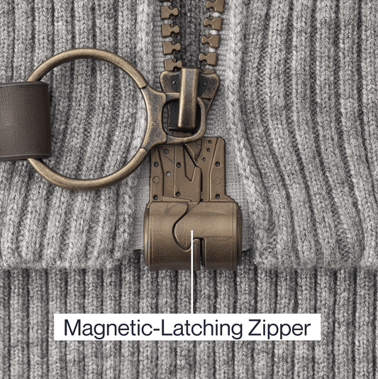 Joe & Bella Signature Magnetic Zip-Up Sweater For Men #Heathered Grey