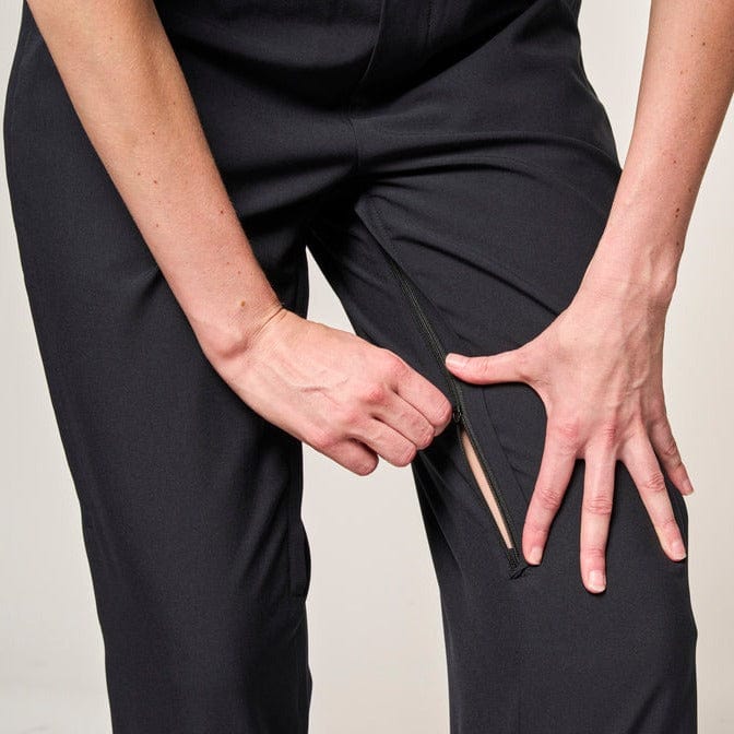 CareZips® Adaptive Pants by Joe & Bella | Modern tapered fit incontinence pants with full-frontal access zippers#Black