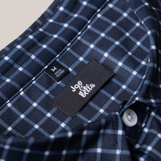 Everyday Magnetic Button-Down for Men by Joe & Bella | Stylish & Functional Magnetic Shirt#Navy Check