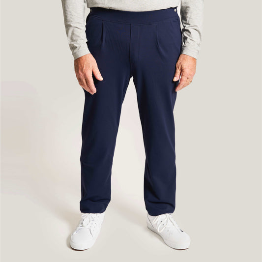 Everyday Freedom Pant for Men by Joe & Bella in Navy |  Men's Adaptive Pull-On Pants with Stretch Waistband Front View #Navy