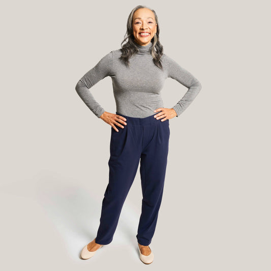 Everyday Adaptive Freedom Pant for Women by Joe & Bella in Navy | Full Body View of Modern Adaptive Pants for Women |#Navy