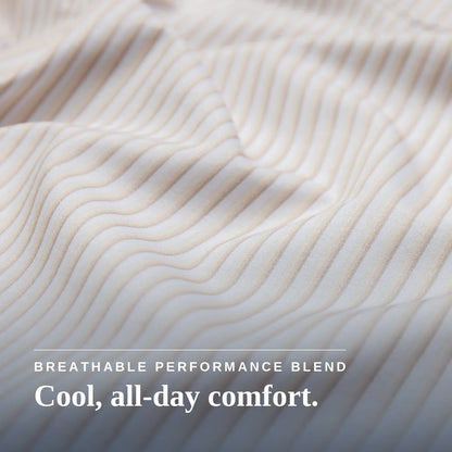 Close-up of beige fabric with wavy texture #Tan Stripe