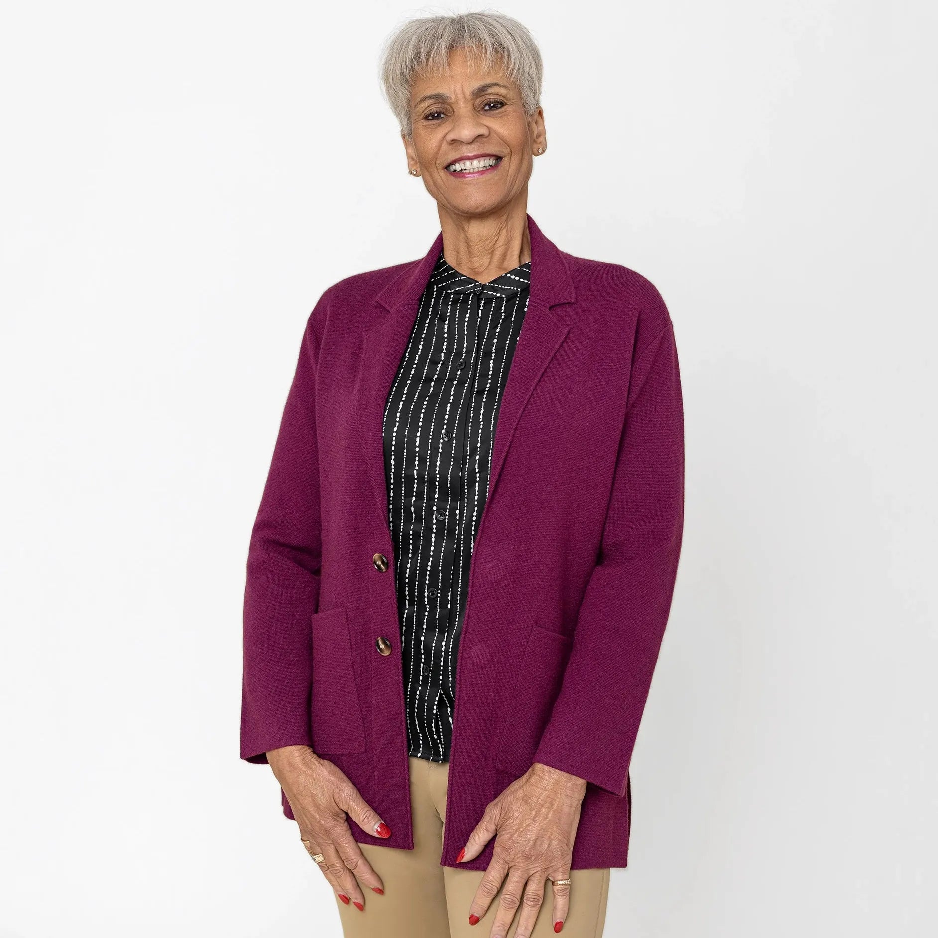 ["Joe & Bella Berry / XS Signature Magnetic Cardigan for Women ", "Berry"]