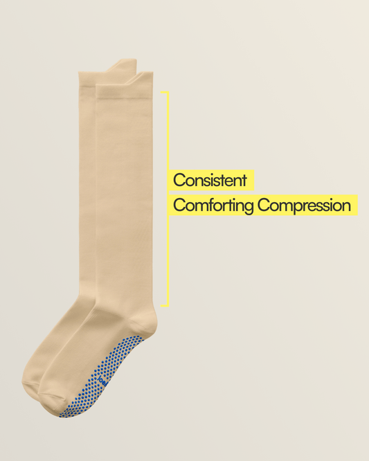 Joe & Bella Big-Grip No-Slip Compression Socks: 3-Pack#Beige