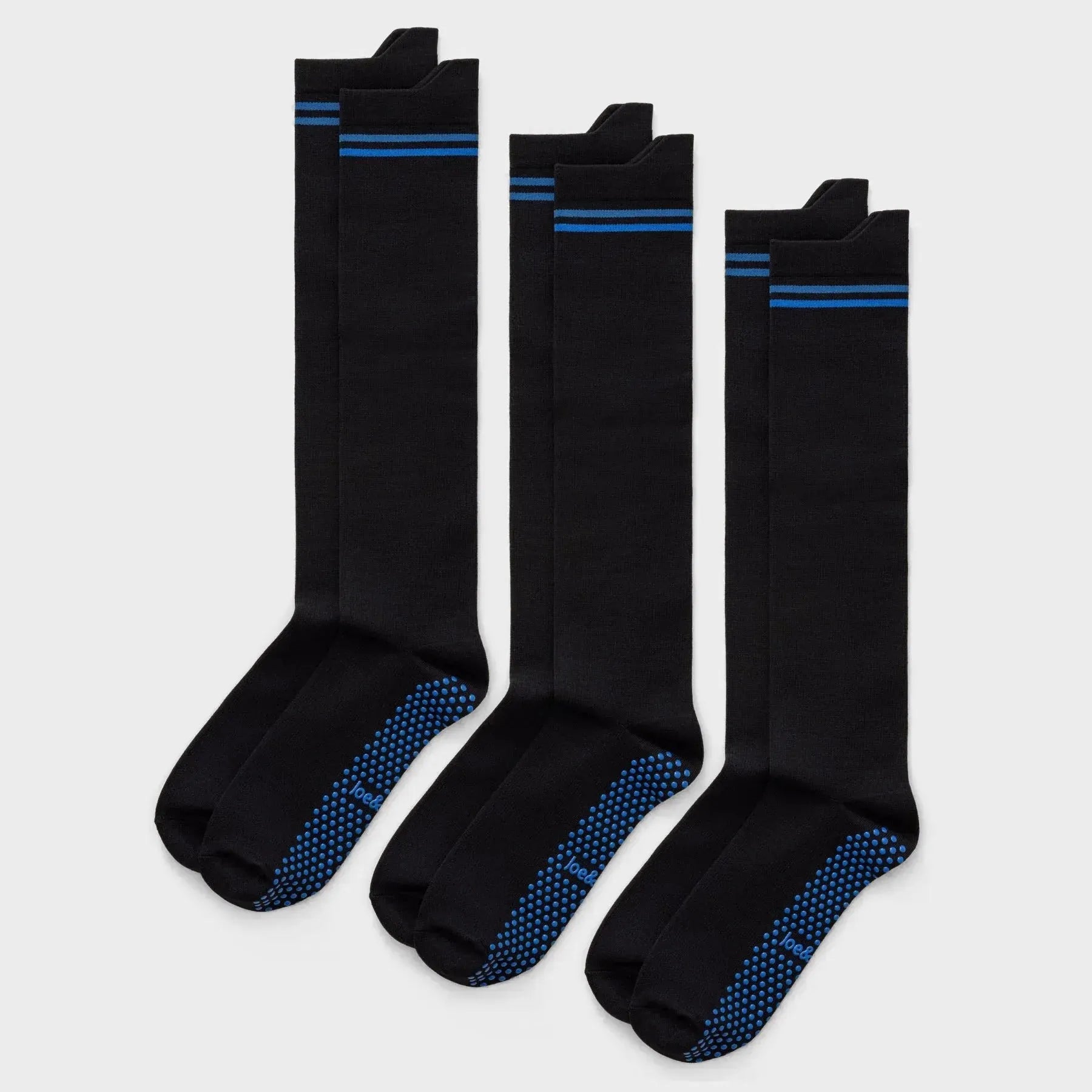 ["Joe & Bella Black / REG Big-Grip No-Slip Compression Socks: 3-Pack ", "Black"]
