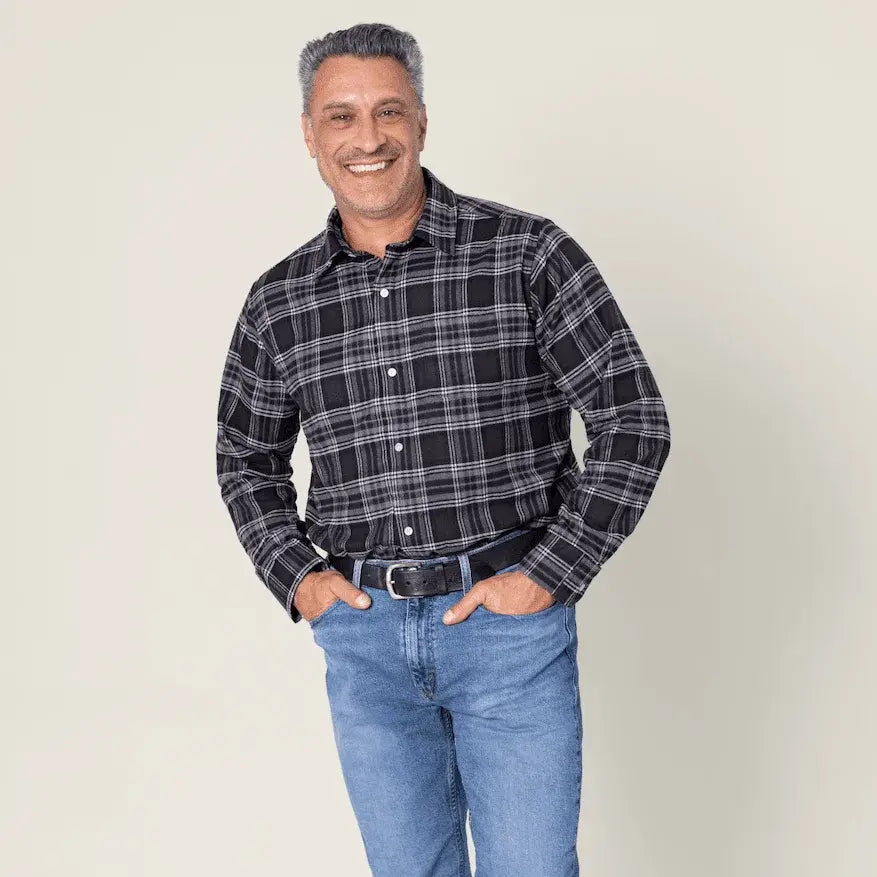 ["Joe & Bella Black Plaid / S Everyday Magnetic Flannel for Men"]