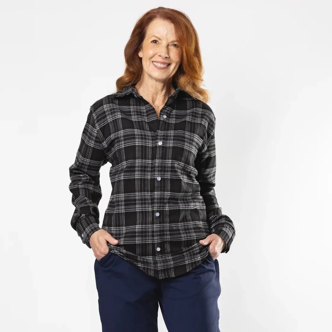 ["Joe & Bella Everyday Magnetic Flannel for Men ", "Black Plaid"]