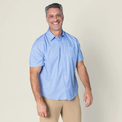 Joe & Bella Blue Tile / S Short-Sleeve Everyday Magnetic-Button Shirt for Men #Blue Tile