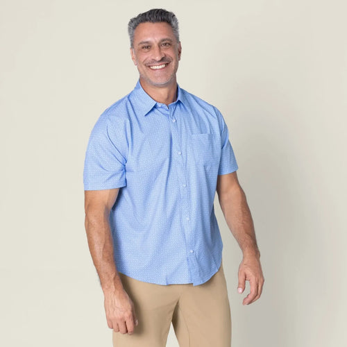 Joe & Bella Blue Tile / S Short-Sleeve Everyday Magnetic-Button Shirt for Men #Blue Tile