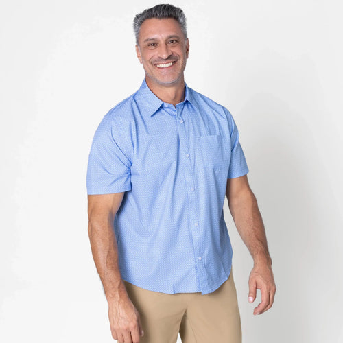 Joe & Bella Blue Tile / S Short-Sleeve Everyday Magnetic-Button Shirt for Men #Blue Tile