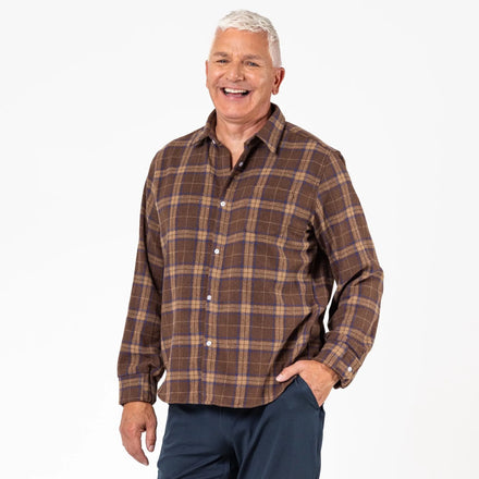 Joe & Bella Everyday Magnetic Flannel for Men #Brown Plaid