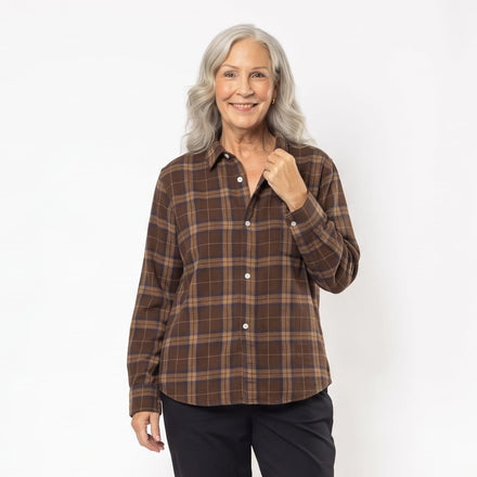 Joe & Bella Everyday Magnetic Flannel for Women #Brown Plaid