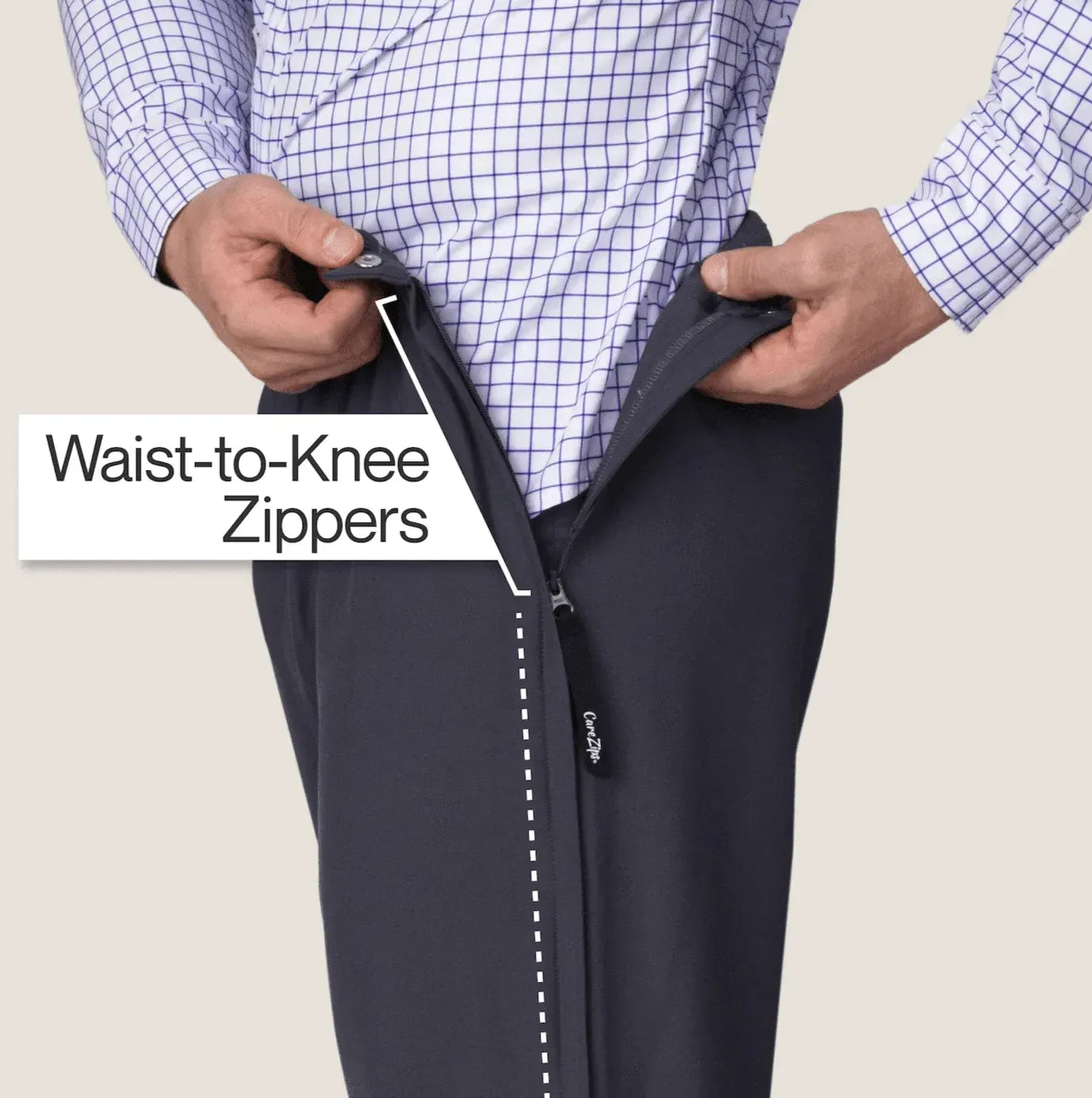 ["Joe & Bella CareZips® Men's Access Pants ", "Slate Grey"]