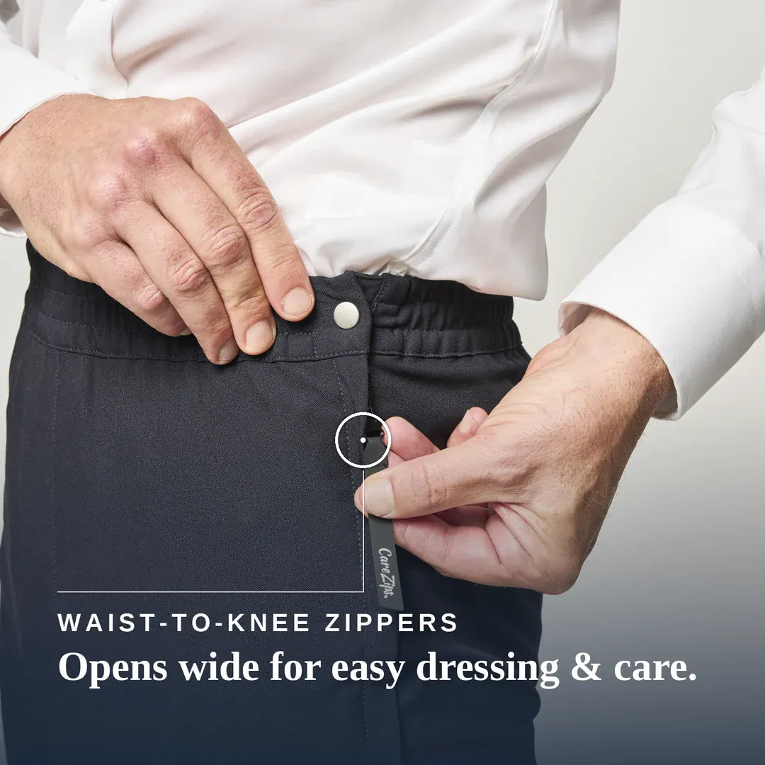 ["Joe & Bella CareZips® Men's Adaptive Pants ", "Black"]