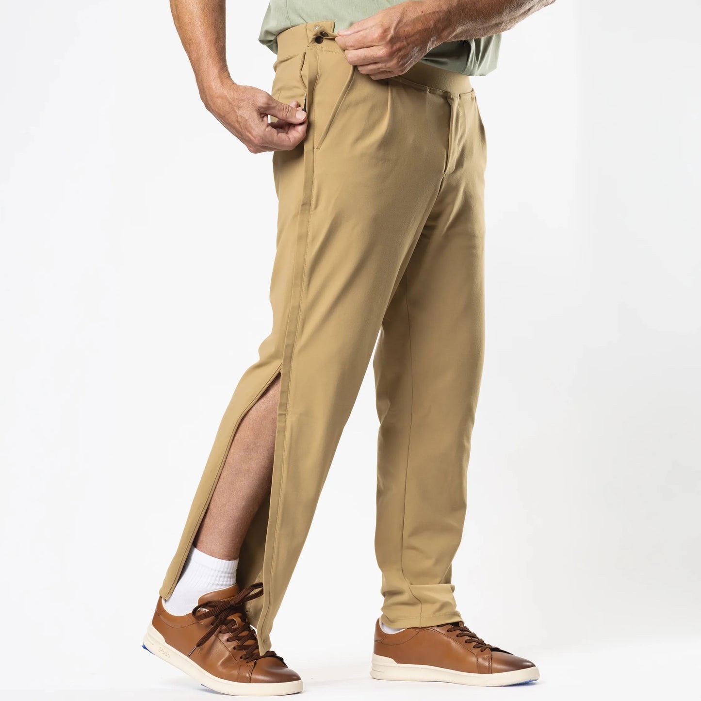 Joe & Bella Dark Khaki / S Everyday Side-Zip Pants for Men #Dark Khaki