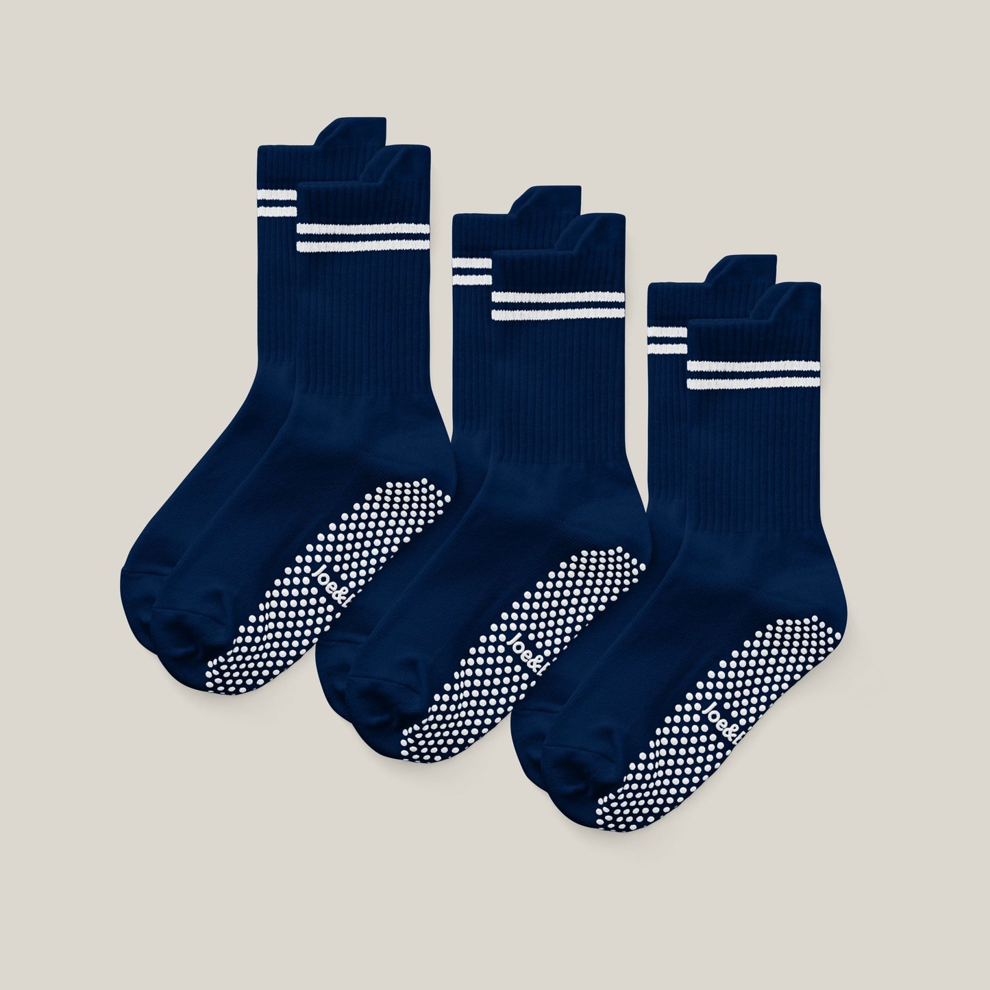 Joe & Bella Black / REG Everyday Gripper Socks 3-Pack#Dark Navy