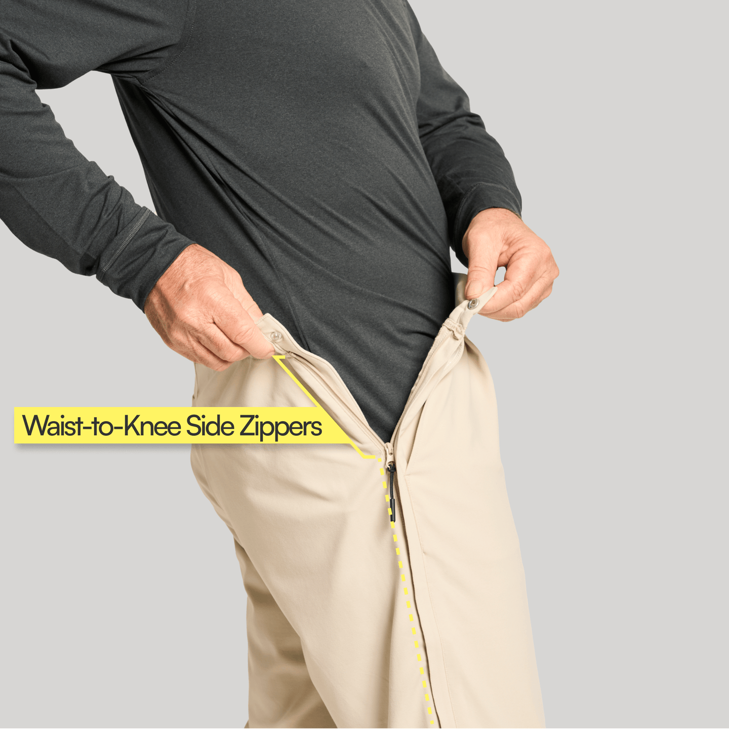 Joe & Bella Everyday Half-Zip Pants for Men#Khaki