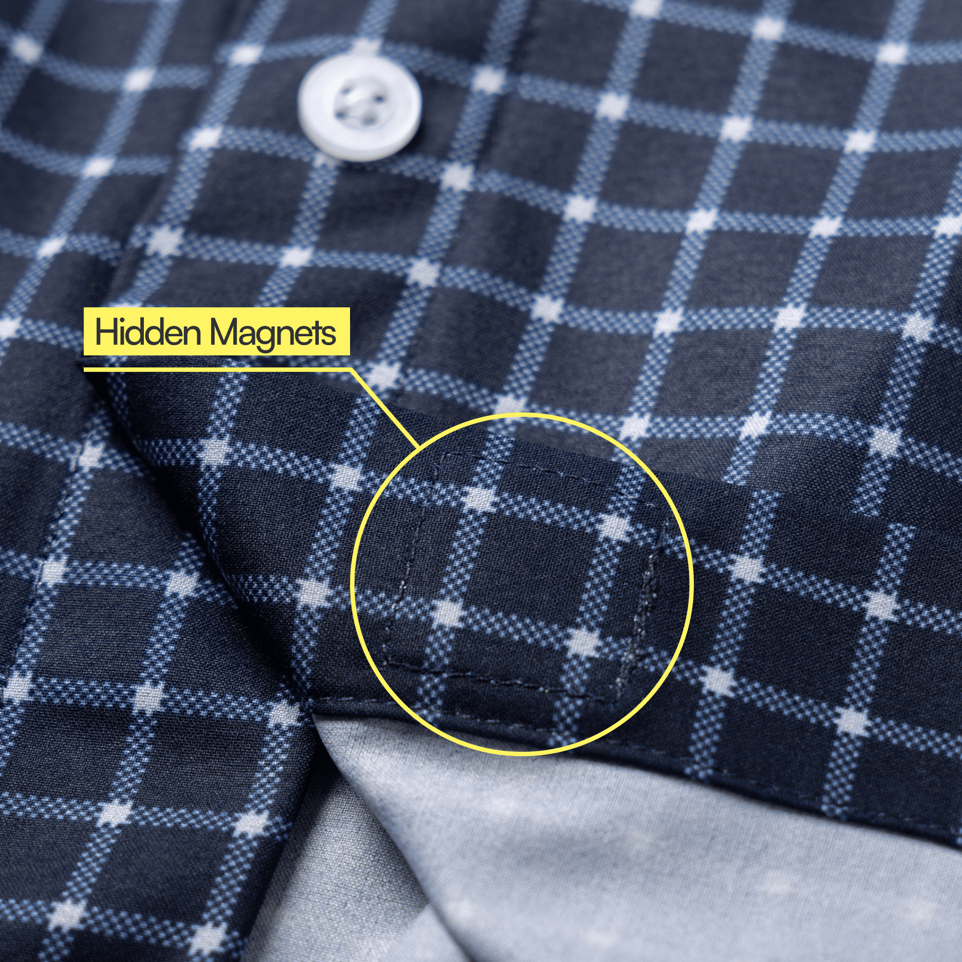 ["Joe & Bella Everyday Magnetic Button-Down for Men | Tailored-Fit", "Navy Check"]