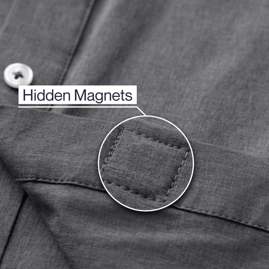 Joe & Bella Heathered Grey / S Magnetic Button-Down for Men | Relaxed-Fit#Heathered Grey